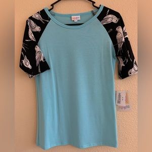 NWT LulaRoe Gigi, size XS. Light aqua blue/black with white birds. So cute!